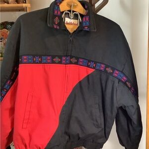 Vintage Saddlebrook Western Cowboy Rodeo Aztec Tribal Men's Bomber Jacket